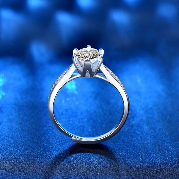 Certified 2ct. t.w. Moissanite Diamond Solitaire Engagement Ring NEW J - Picture 4 of 8